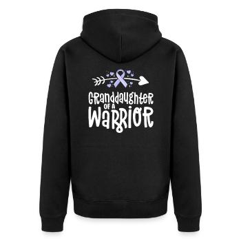 Enkelin eines Kriegers - Unisex Premium Bio Zip Hoodie - Schwarz - Hinten - Nico (187cm)