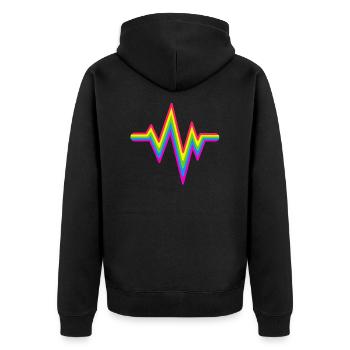 Gay Heartbeat LE DRAPEAU LGBT colore le médecin de la fierté LGBTQ - Veste à capuche bio Premium Unisexe - noir - Dos - Nico (187cm)