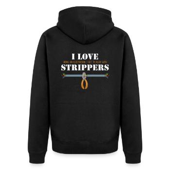 I love Strippers Lineworker Wiremen Worker - Unisex Premium Organic Zip Hoodie - black - Back - Nico (187cm)