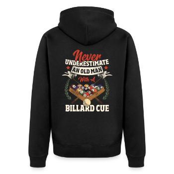 Billard Spieler Billardkugel Acht Billardclub Bill - Unisex Premium Bio Zip Hoodie - Schwarz - Hinten - Nico (187cm)