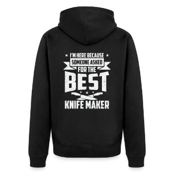 Messer Selbst Schmieden Damast Stahl Schmied - Unisex Premium Bio Zip Hoodie - Schwarz - Hinten - Nico (187cm)