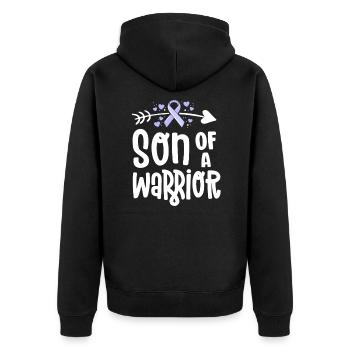 Sohn eines Kriegers - Unisex Premium Bio Zip Hoodie - Schwarz - Hinten - Nico (187cm)