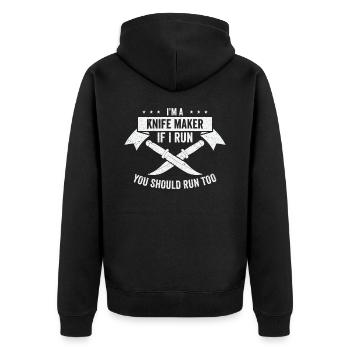 Messer Selbst Schmieden Damast Stahl Schmied - Unisex Premium Bio Zip Hoodie - Schwarz - Hinten - Nico (187cm)