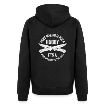 Messer Selbst Schmieden Damast Stahl Schmied - Unisex Premium Bio Zip Hoodie - Schwarz - Hinten - Nico (187cm)