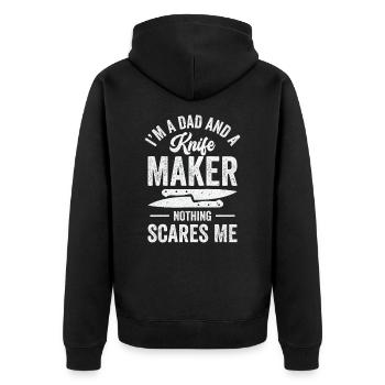 Messer Selbst Schmieden Damast Stahl Schmied - Unisex Premium Bio Zip Hoodie - Schwarz - Hinten - Nico (187cm)