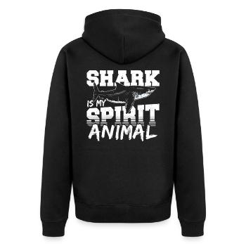 Shark Is My Spirit Animal Shark Fin Ocean Fish - Unisex Premium Bio Zip Hoodie - Schwarz - Hinten - Nico (187cm)