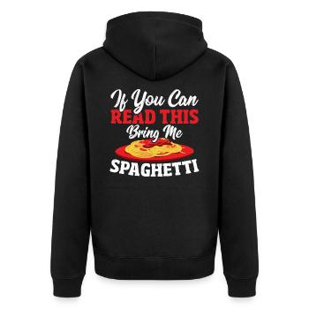 If You Can Read This Bring Me Spaghetti - Unisex Premium Organic Zip Hoodie - black - Back - Nico (187cm)