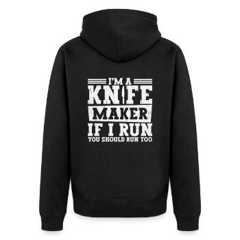 Messer Selbst Schmieden Damast Stahl Schmied - Unisex Premium Bio Zip Hoodie - Schwarz - Hinten - Nico (187cm)