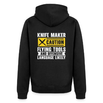Messer Selbst Schmieden Damast Stahl Schmied - Unisex Premium Bio Zip Hoodie - Schwarz - Hinten - Nico (187cm)