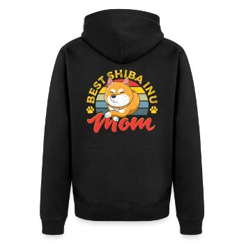 Best Shiba Inu Mom Akita Dog - Unisex Premium Bio Zip Hoodie - Schwarz - Hinten - Nico (187cm)