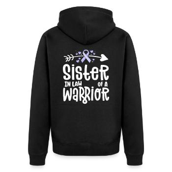 Schwägerin eines Kriegers - Unisex Premium Bio Zip Hoodie - Schwarz - Hinten - Nico (187cm)