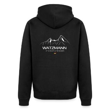 Montagne de Watzmann Le cœur des Alpes - Veste à capuche bio Premium Unisexe - noir - Dos - Nico (187cm)
