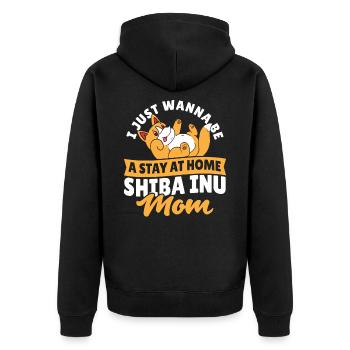 I Just Wanna Be A Stay at Home Shiba Inu Mom - Unisex Premium Bio Zip Hoodie - Schwarz - Hinten - Nico (187cm)