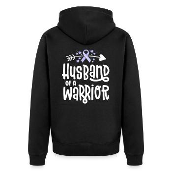 Ehemann eines Kriegers - Unisex Premium Bio Zip Hoodie - Schwarz - Hinten - Nico (187cm)