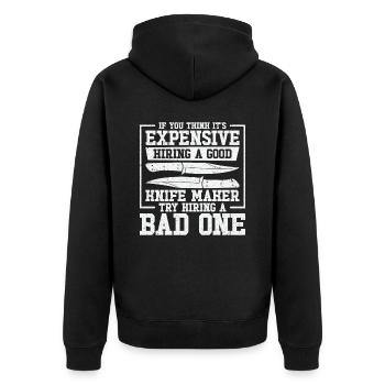 Knifemaking Knife Making Bladesmith Smithing Knife - Unisex Premium Organic Zip Hoodie - black - Back - Nico (187cm)