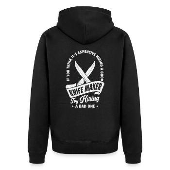 Messer Selbst Schmieden Damast Stahl Schmied - Unisex Premium Bio Zip Hoodie - Schwarz - Hinten - Nico (187cm)