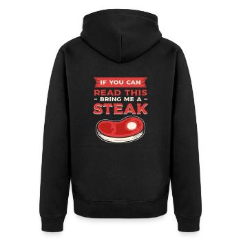 Grillen Grill BBQ Grillkönig Grillsaison Steak Gri - Unisex Premium Bio Zip Hoodie - Schwarz - Hinten - Nico (187cm)