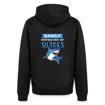 Facilement distrait par les requins poissons requins - Veste à capuche bio Premium Unisexe - noir - Dos - Nico (187cm)