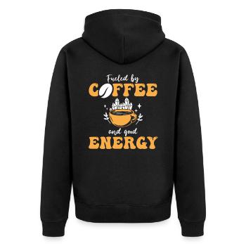 Positive Energy Coffee Energy Healer Coffee Addict - Unisex Premium Bio Zip Hoodie - Schwarz - Hinten - Nico (187cm)