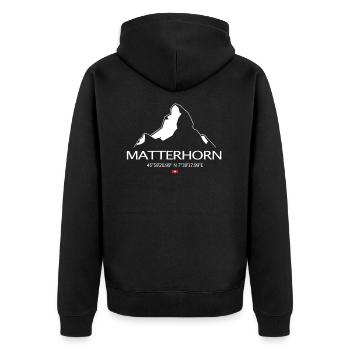 Matterhorn Mountain Heart of the alps - Unisex Premium Organic Zip Hoodie - black - Back - Nico (187cm)