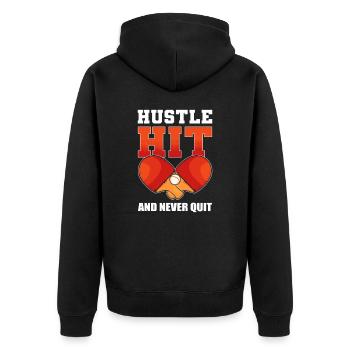 Hustle, Hit, et ne jamais quitter le tennis de table de ping-pong - Veste à capuche bio Premium Unisexe - noir - Dos - Nico (187cm)