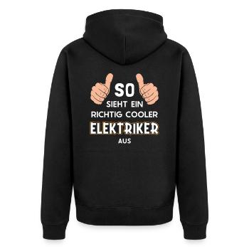 So sieht ein cooler Elektriker aus Lineworker - Unisex Premium Organic Zip Hoodie - black - Back - Nico (187cm)