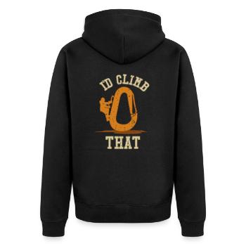 I'd Climb That Sportklettern Speedklettern - Unisex Premium Bio Zip Hoodie - Schwarz - Hinten - Nico (187cm)