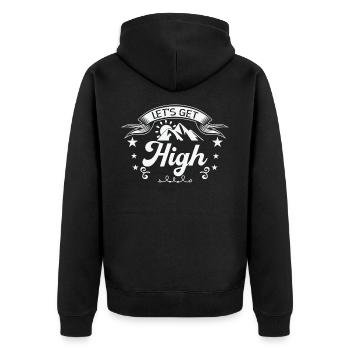 Let's Get High Wandern Berge Wanderer Outdoor Sort - Unisex Premium Bio Zip Hoodie - Schwarz - Hinten - Nico (187cm)