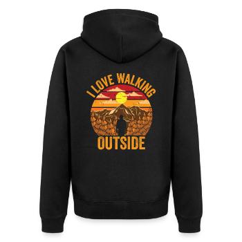 I Love Walking Outside Outdoor Mountain Hiking - Unisex Premium Organic Zip Hoodie - black - Back - Nico (187cm)