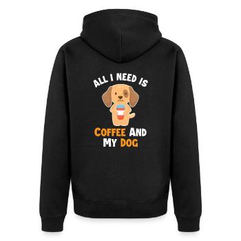 Coffee and my Dog Wiener Dog Dogfather Dog Mom - Unisex Premium Organic Zip Hoodie - black - Back - Nico (187cm)