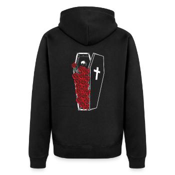 Gothic Skull Roses Death Grave Aesthetic Dark - Unisex Premium Organic Zip Hoodie - black - Back - Nico (187cm)