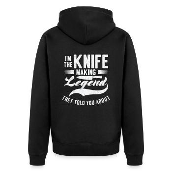 Messer Selbst Schmieden Damast Stahl Schmied - Unisex Premium Bio Zip Hoodie - Schwarz - Hinten - Nico (187cm)