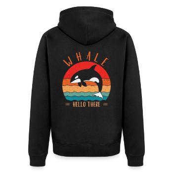 Baleine Bonjour Là Orque Baleine Béluga Biologistes marins - Veste à capuche bio Premium Unisexe - noir - Dos - Nico (187cm)