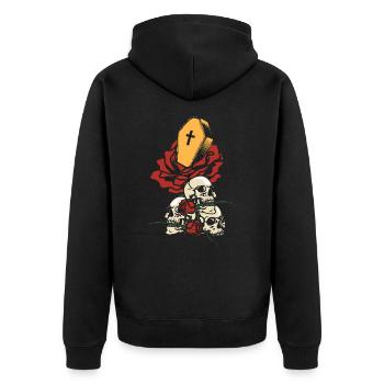 Gothic Skull Roses Death Grave Aesthetic Dark - Unisex Premium Organic Zip Hoodie - black - Back - Nico (187cm)