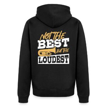 Not the Best, but the Loudest Tuba Music - Unisex Premium Bio Zip Hoodie - Schwarz - Hinten - Nico (187cm)