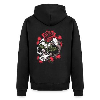 Bullets and Skull Roses Aesthetic Dripping Pattern - Unisex Premium Organic Zip Hoodie - black - Back - Nico (187cm)