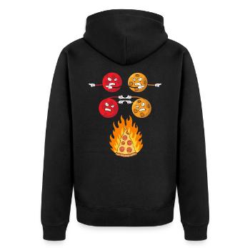 Pizza Planetes Fast Food Lover - Unisex Premium Bio Zip Hoodie - Schwarz - Hinten - Nico (187cm)