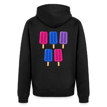 Bisexual Eis am Stiel 4. Juli Bisex Bi Subtle - Unisex Premium Bio Zip Hoodie - Schwarz - Hinten - Nico (187cm)