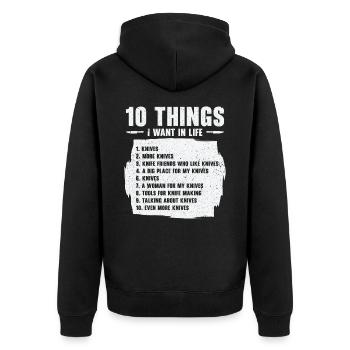 Messer Selbst Schmieden Damast Stahl Schmied - Unisex Premium Bio Zip Hoodie - Schwarz - Hinten - Nico (187cm)