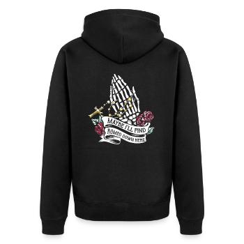 Romeo Gothic Bones Skeleton Roses Death Grave - Unisex Premium Bio Zip Hoodie - Schwarz - Hinten - Nico (187cm)