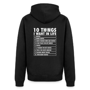 Knifemaking Knife Making Bladesmith Smithing Knife - Unisex Premium Organic Zip Hoodie - black - Back - Nico (187cm)
