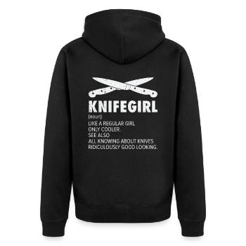 Messer Selbst Schmieden Damast Stahl Schmied - Unisex Premium Bio Zip Hoodie - Schwarz - Hinten - Nico (187cm)