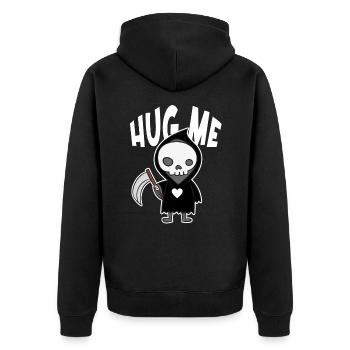 Hug Me Classic Skull of Death Creepy Skeleton - Unisex Premium Organic Zip Hoodie - black - Back - Nico (187cm)