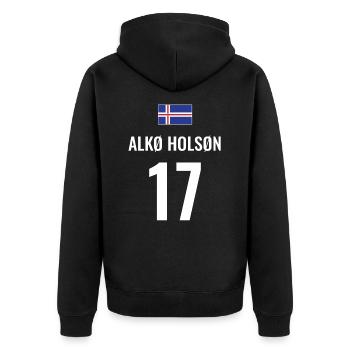 Fußball Sauf Trikot Island Mallorca Party Gruppen - Unisex Premium Bio Zip Hoodie - Schwarz - Hinten - Nico (187cm)