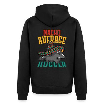 Nacho Average Hugger Porcupine Hedgehog - Unisex Premium Bio Zip Hoodie - Schwarz - Hinten - Nico (187cm)