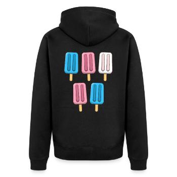 Transgender Popsicles 4th of July Trans Subtle - Unisex Premium Organic Zip Hoodie - black - Back - Nico (187cm)