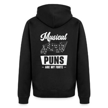 Musique Forte Jeu de mots musical Musiciens - Veste à capuche bio Premium Unisexe - noir - Dos - Nico (187cm)