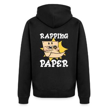 Musik Rappen Musiker Rapper Papier Lieder - Unisex Premium Bio Zip Hoodie - Schwarz - Hinten - Nico (187cm)