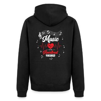 Musik Herzklopfen Musikliebhaber Leben Lieder - Unisex Premium Bio Zip Hoodie - Schwarz - Hinten - Nico (187cm)