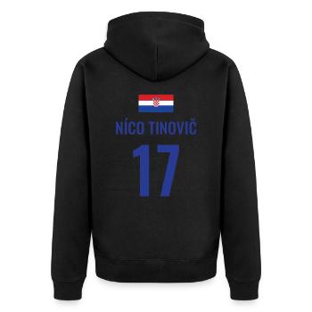 Fußball Sauf Trikot Kroatien Mallorca Party Gruppe - Unisex Premium Bio Zip Hoodie - Schwarz - Hinten - Nico (187cm)